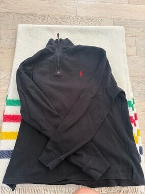Ralph Lauren Black 1/4 Zip Pullover with Red Pony